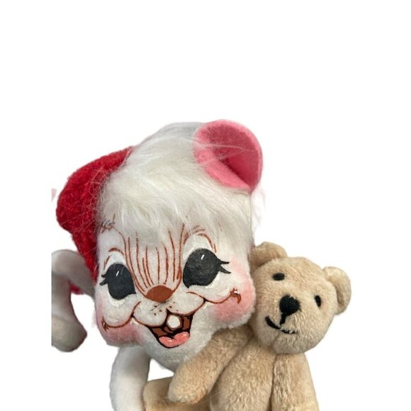 Annalee Doll Mouse in Slipper Holding Teddy Bear Christmas‎ Holiday - Picture 2 of 5